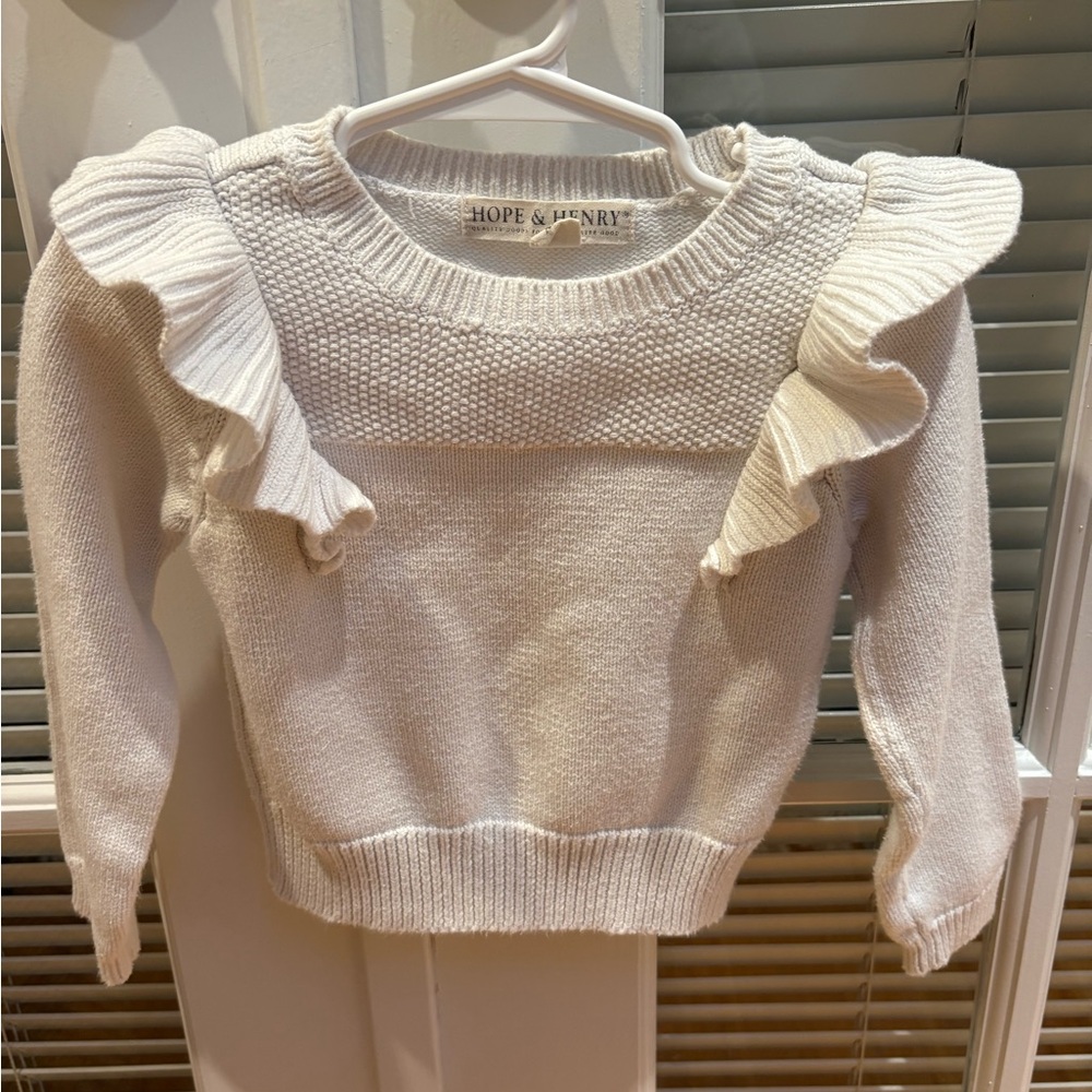 Hope & Henry White Ruffle Sweater